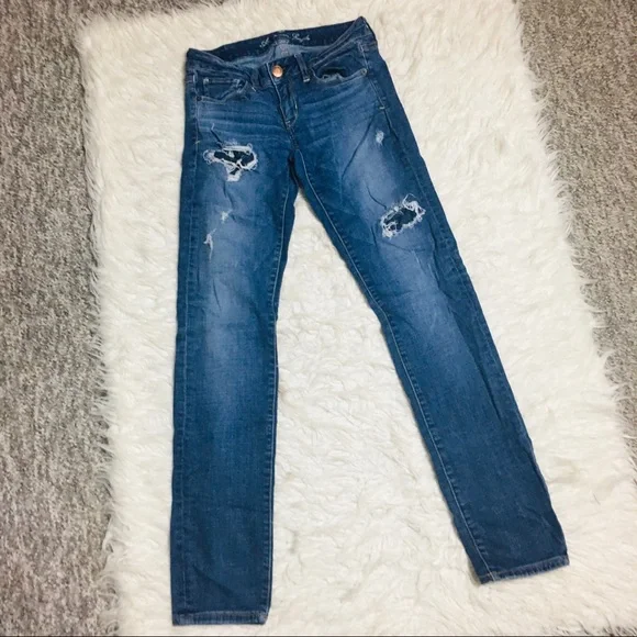 American Eagle Outfitters Skinny Jeans Ripped Size 4 - Picture 3 of 15